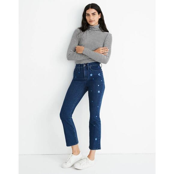 Madewell Cali Demi Boot Jeans Star Edition Galaxy Indigo Size 33 - Picture 2 of 6